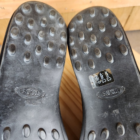 Tods Gommino Shoes Mens 9.5 Black Leather City Driving‎ Penny Loafer Hard Sole - Picture 8 of 11